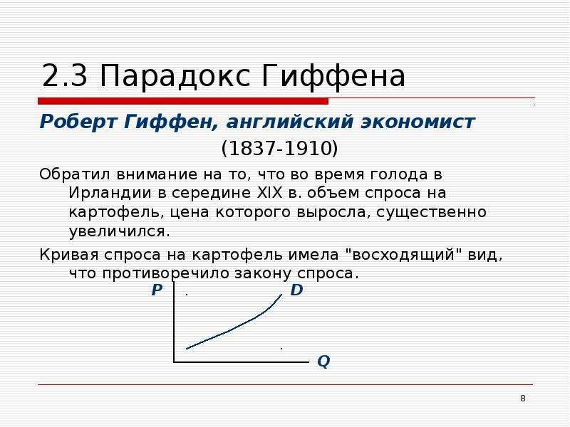 Товары гиффена. Роберт Гиффен. Парадокс Гиффена и эффект Веблена. Кривая спроса на товары Гиффена. Парадокс Гиффена график.