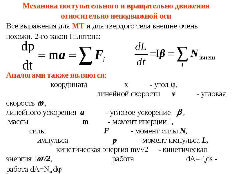 Движение относительно оси. Момент инерции 2 закон Ньютона. Механика поступательного и вращательного движения. Второго закона Ньютона для вращательного движения. Второй закон Ньютона для вращательного движения твердого тела.