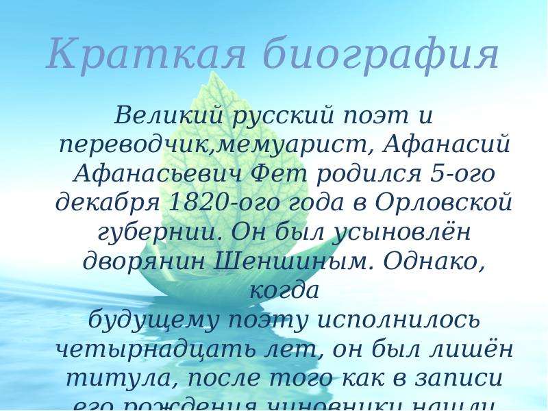 Краткий пересказ биографии фета 6 класс. Краткая биография Фета 3 класс. Фет краткая биография для детей. Афанасий Фет творчество. Биография Фета кратко.