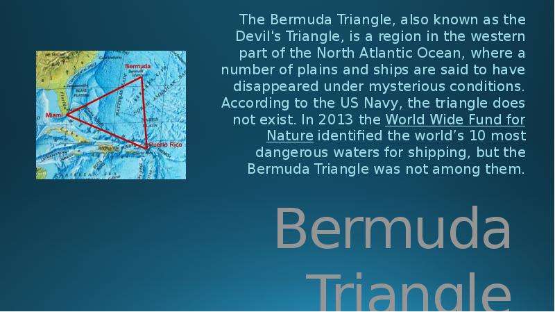 Презентация на английском языке про бермудский треугольник