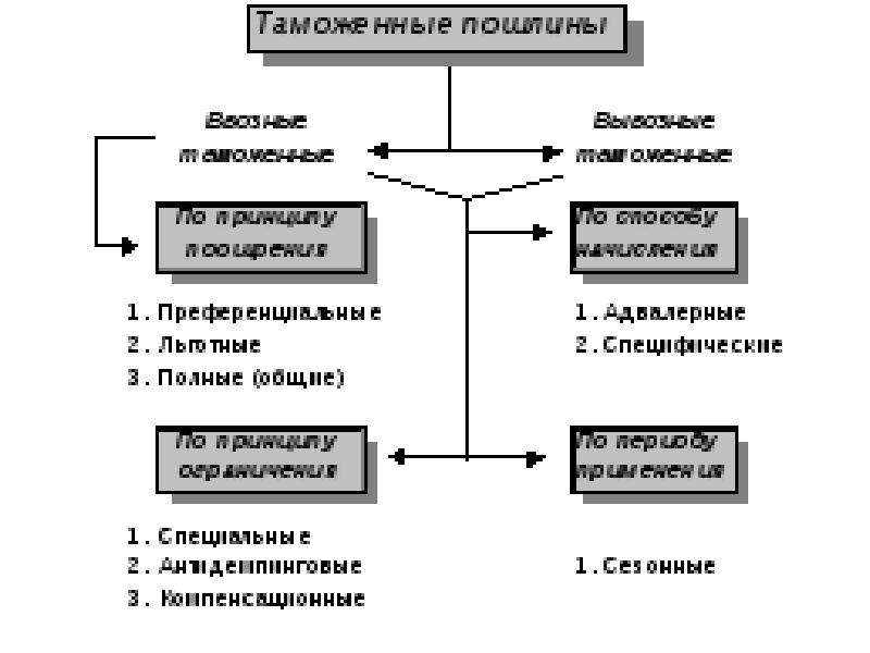 Виды таможенных пошлин схема