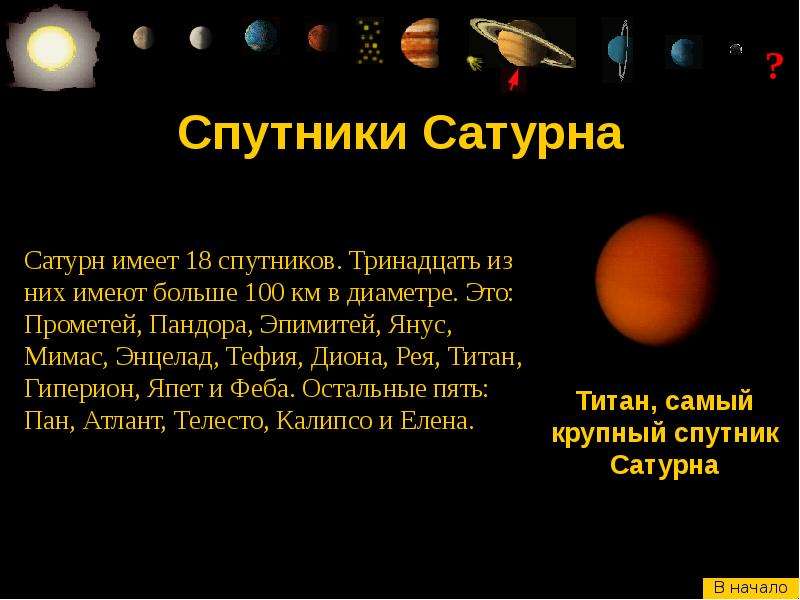 Презентация спутники сатурна