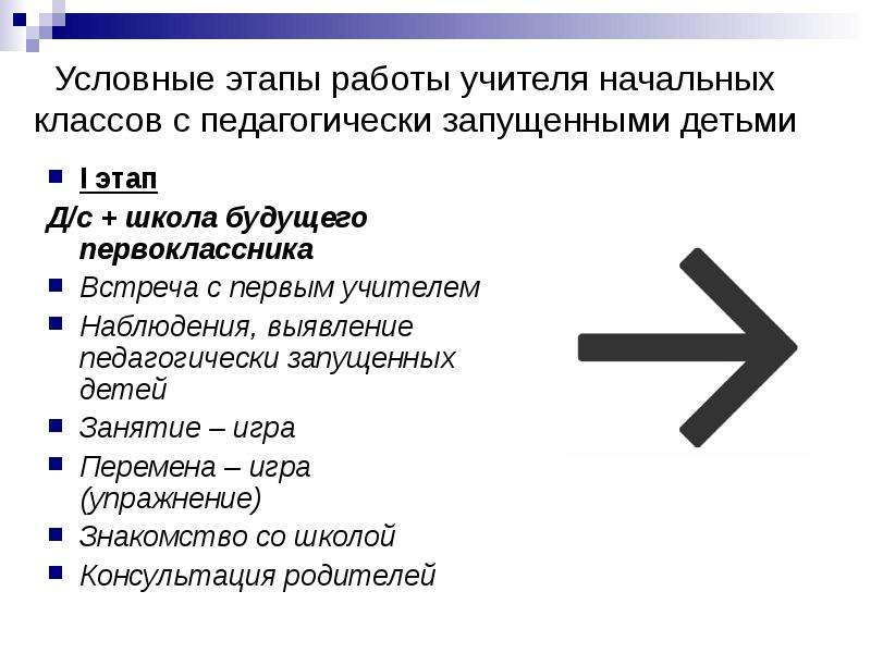 Этап д. Коррекционная работа с педагогически запущенными детьми.