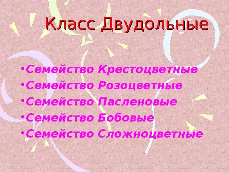 Класс двудольные растения семейства крестоцветные и розоцветные 6 класс презентация