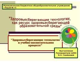 Здоровьесберегающие технологии, как ресурс здоровьесберегающей образовательной среды