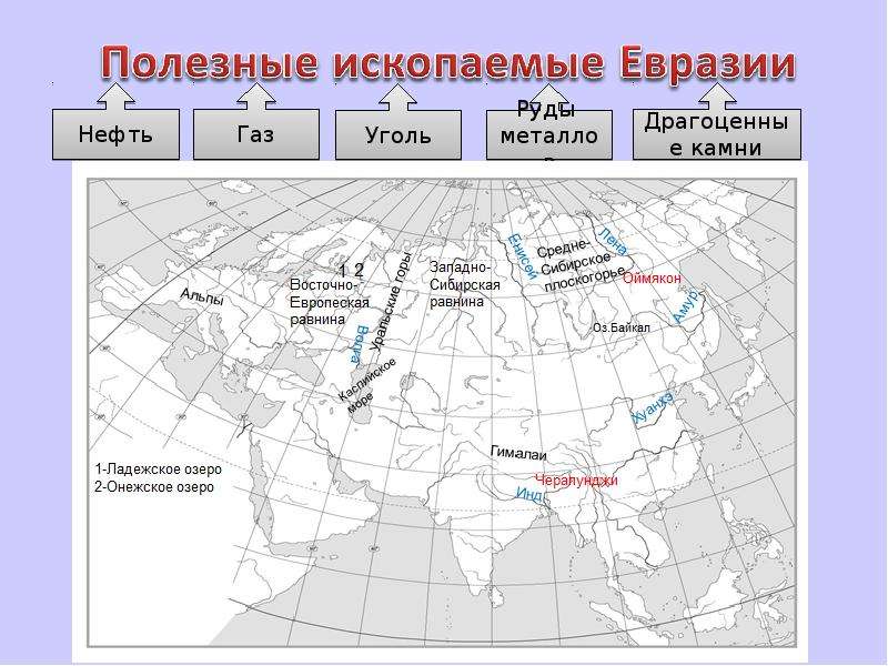 Евразия карта с горами