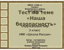 Тест по теме «Наша безопасность» 3 класс