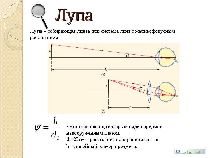 Характеристика изображения в лупе