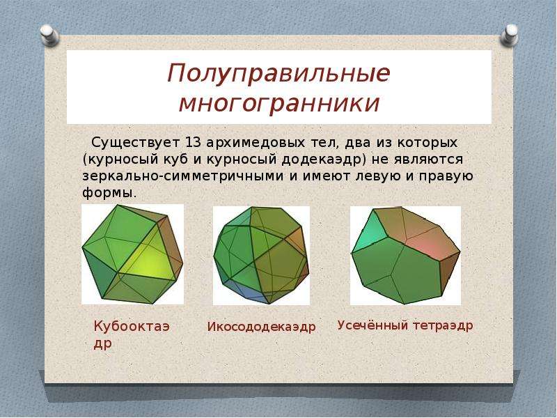 Правильные и полуправильные многогранники презентация