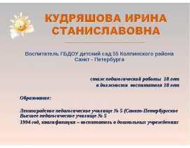 Портфолио Кудряшовой Ирины Станиславовны