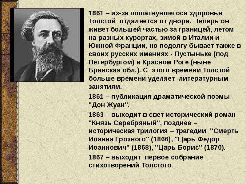 Алексей константинович толстой презентация