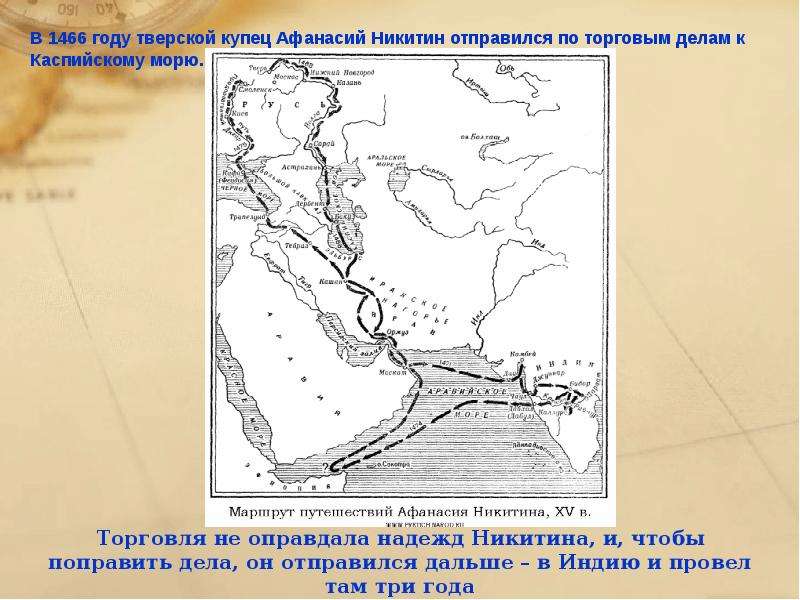 Хождение за три моря афанасия никитина карта