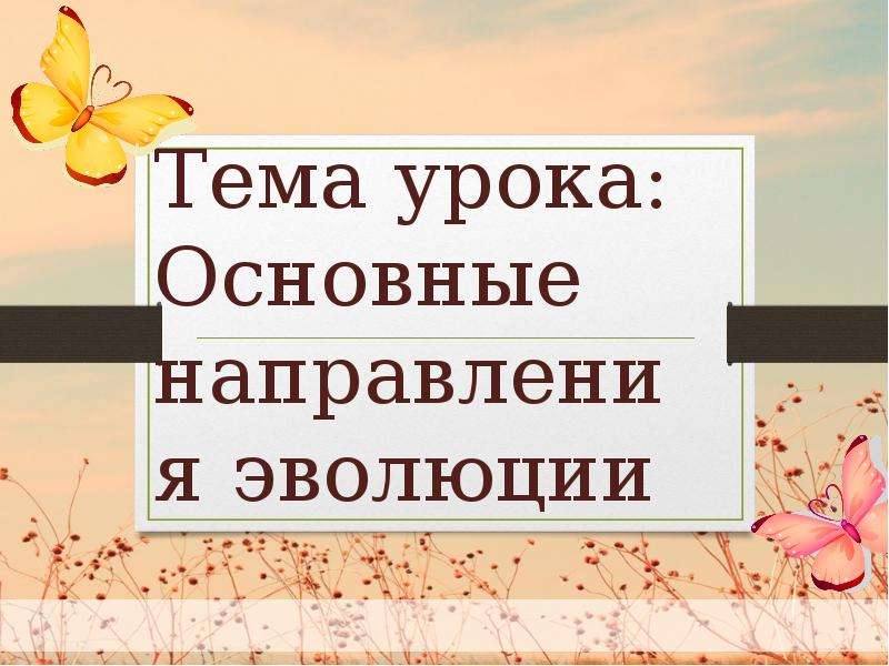 Презентация основные направления эволюции 10 класс презентация