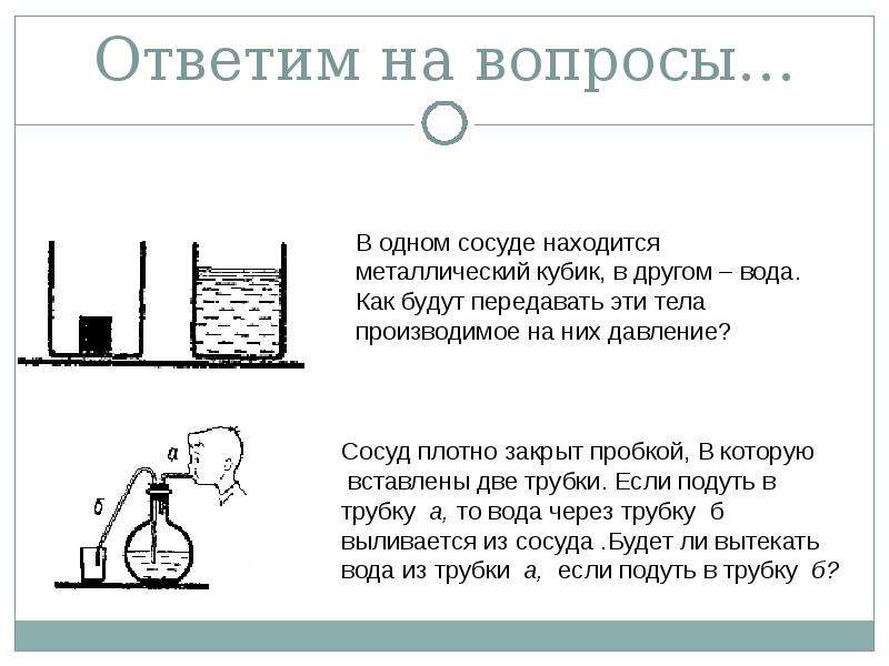 Презентация давление газа закон паскаля 7 класс физика перышкин