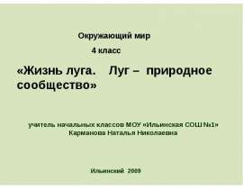 Жизнь луга. Луг – природное сообщество