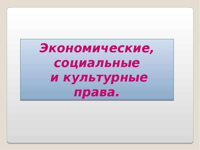 Экономические социальные и культурные права презентация 10 класс право