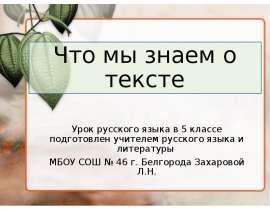 Что мы знаем о тексте (5 класс)