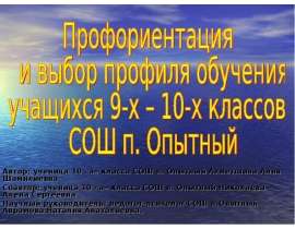 Профориентация и выбор профиля обучения учащихся 9-х – 10-х классов СОШ п. Опытный