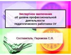 Экспертное заключение об уровне профессиональной деятельности педагогического работника ОУ