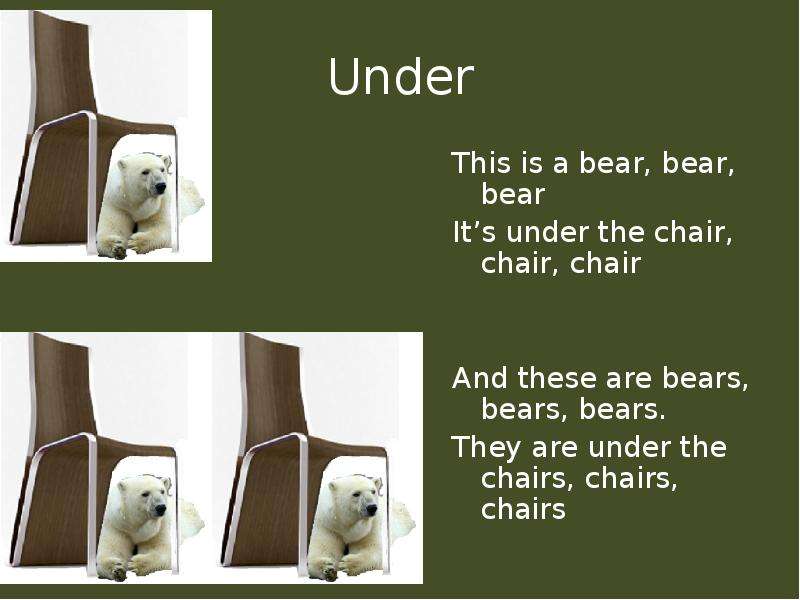 Under presentation. They are Chairs или it is Chairs. Under. They are under the Armchair задать вопрос. Вопрос на ответ they are under the Armchair.