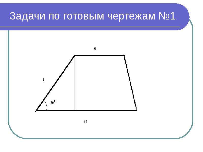 Площадь трапеции задачи на готовых чертежах 8 класс