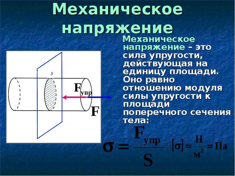 Отношение модулей сил. Как определить механическое напряжение. Что называется механическим напряжением. В чем измеряется механическое напряжение. Механическое напряжение формула.