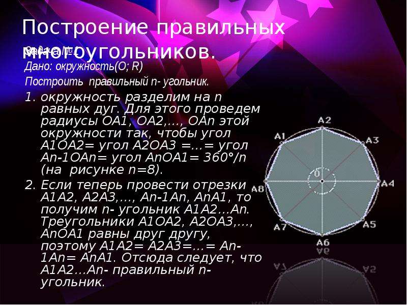 Правильные многоугольники и окружность 9 класс презентация