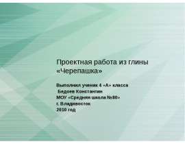 Проектная работа из глины «Черепашка»
