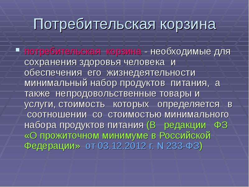 Потребительская корзина презентация