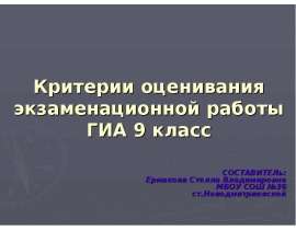 Критерии оценивания экзаменационной работы ГИА 9 класс