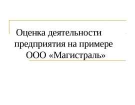 Оценка деятельности предприятия на примере ООО «Магистраль»