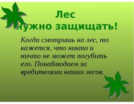 Лес нужно защищать