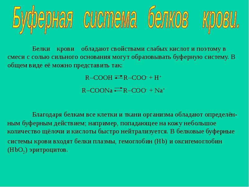 Белок соль. Белки обладают свойствами кислот. Белковый буфер крови. Белковый буфер и кислота. Свойства слабых кислот.