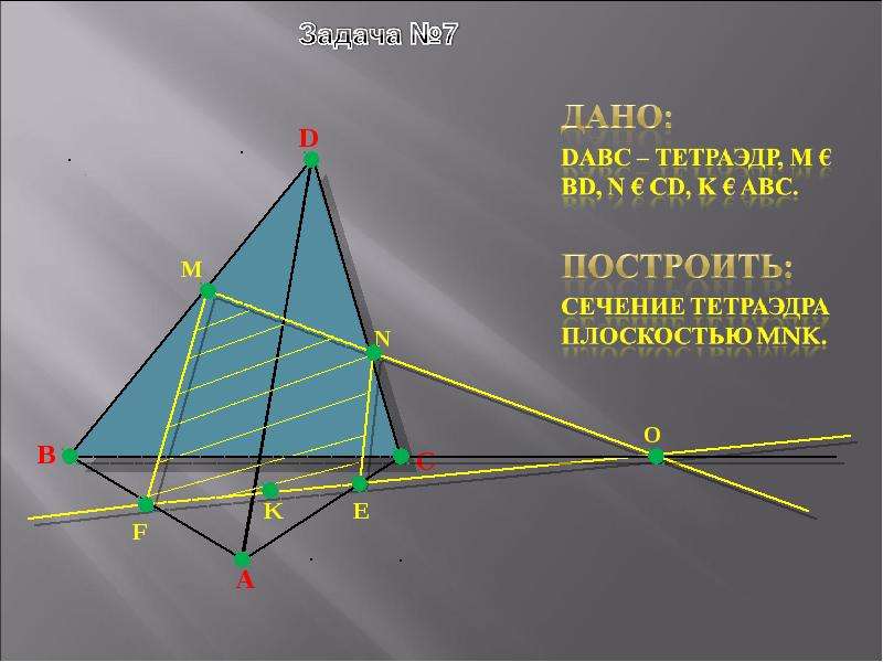 Постройте сечение тетраэдра dabc. Сечение тетраэдра плоскостью MNK. Тетраэдр DABC задачи на сечение. Задания на построение сечений тетраэдра. Задачи на построение сечения тетраэдра и параллелепипеда.