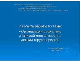 Организация социально значимой деятельности с детьми "группы риска"