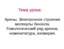 Арены. Электронное строение молекулы бензола. Гомологический ряд аренов, номенклатура, изомерия