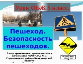 Пешеход. Безопасность пешеходов 5 класс