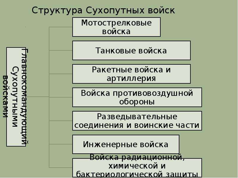 Состав сухопутных войск в виде схемы