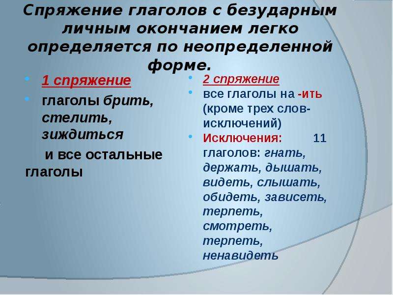 Безударные спряжения. Спряжение глаголов с безударным личным окончанием. Спряжение глаголов с безударными окончаниями. Глаголы с безударным личным окончанием. Формы спряжения глаголов.