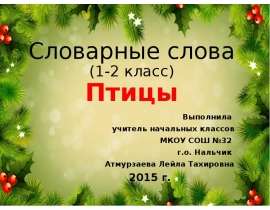 Словарные слова. Птицы. (1-2 класс)
