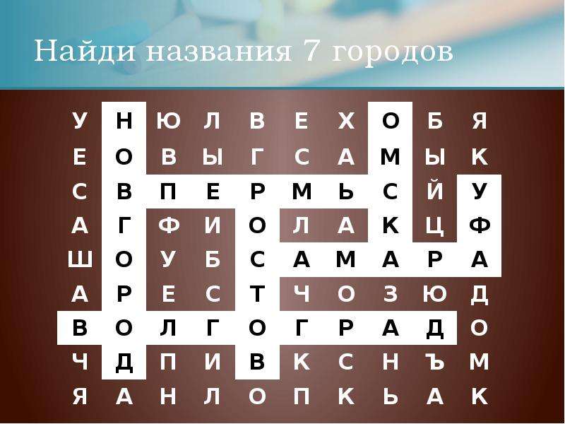 Найдите седьмой. Название 7 городов. Найди названия городов. Найдите названия 7 городов. 7 Городов России.