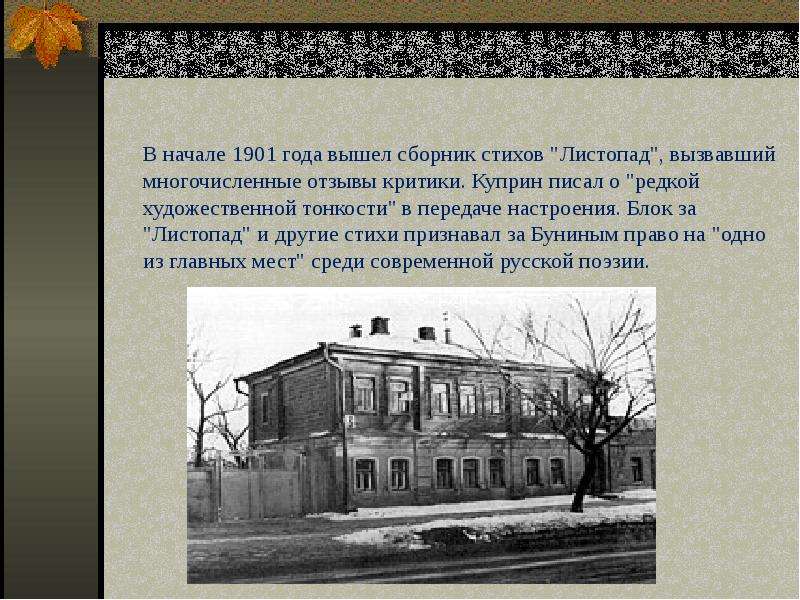 Очерк жизни. Бунин 1901. Бунин 1901 год. Где учился Иван Алексеевич Бунин. Сборник листопад 1901 год.