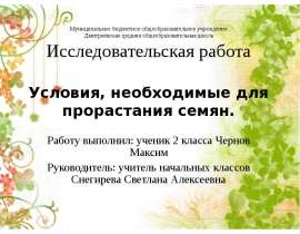Условия для прорастания семян и роста растений (2 класс)
