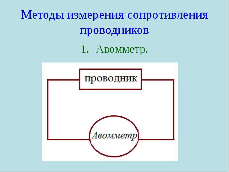 Методы измерения сопротивления проводников Авомметр.