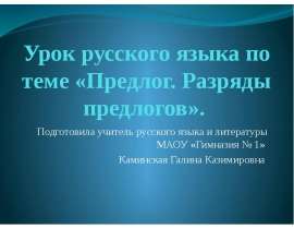 Предлог. Разряды предлогов