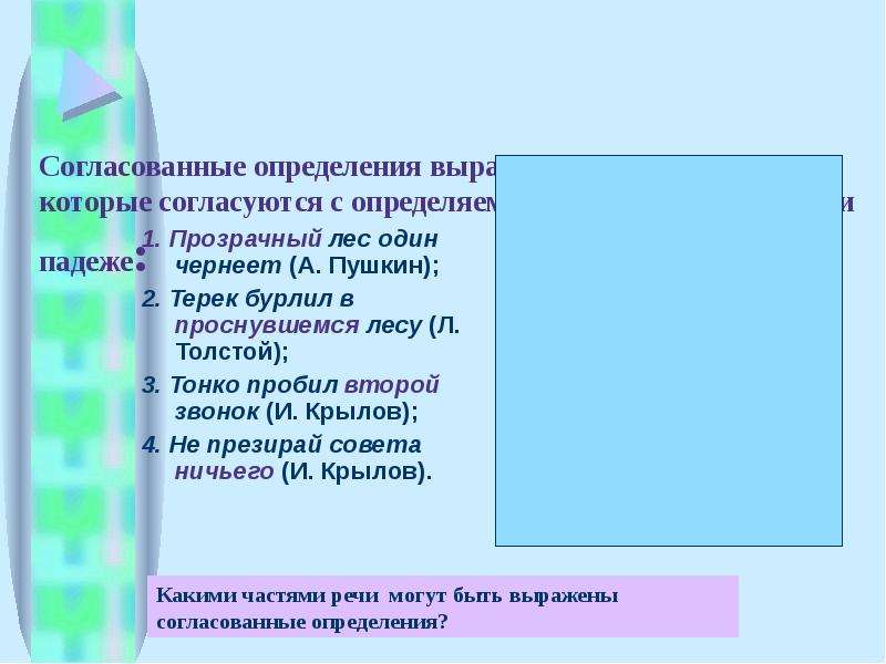 Согласованные и несогласованные определения презентация 8 класс