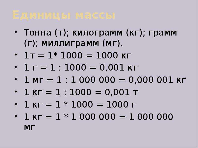 Масса измеряется в граммах