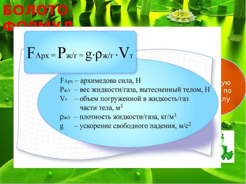 3 формулы силы архимеда