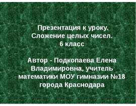 Сложение целых чисел