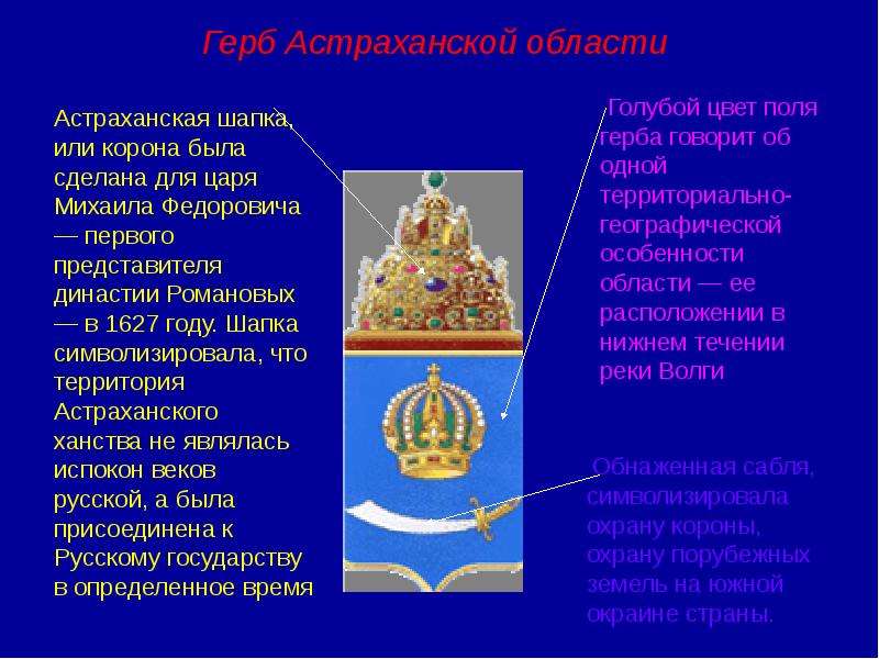 Герб астрахани. Герб Астраханской области описание. Символы Астрахани и Астраханской области. Астраханская шапка Михаила Федоровича.